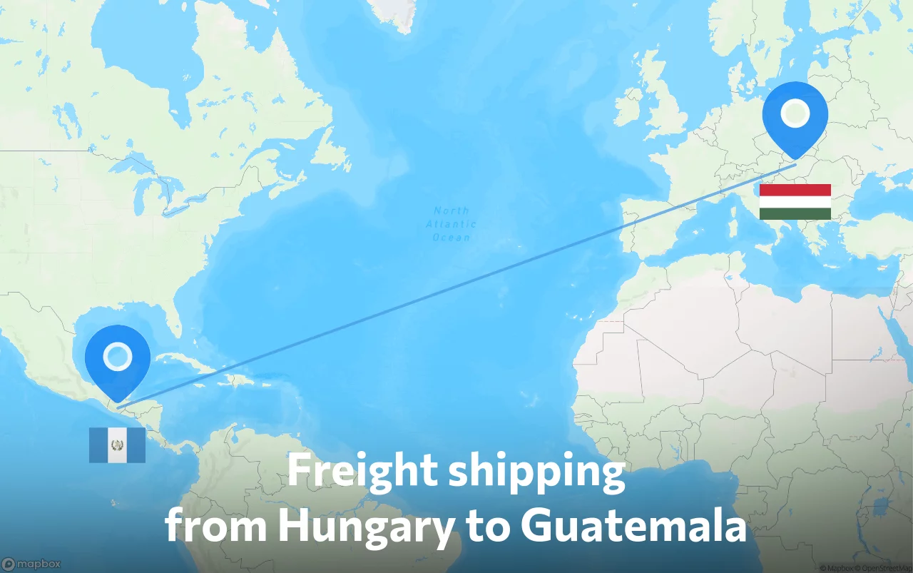 Shipping route from Hungary to Guatemala