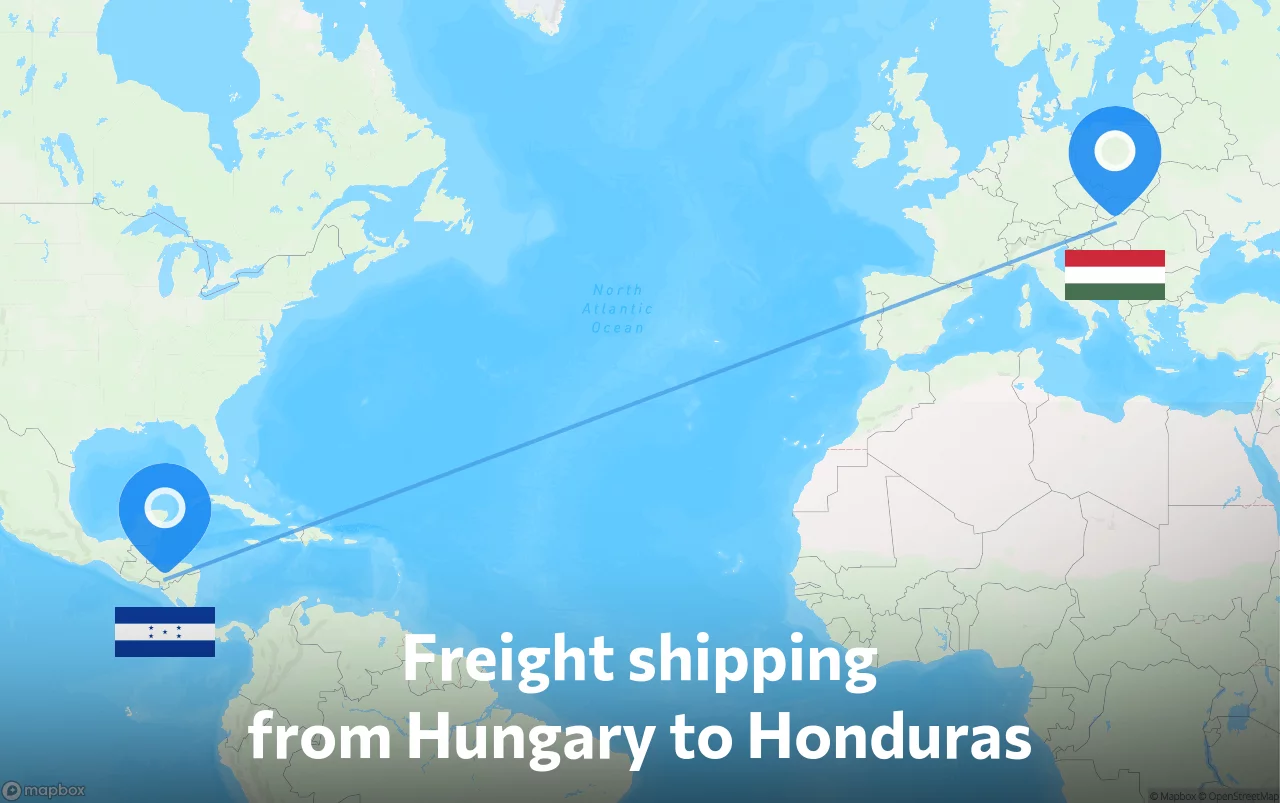 Shipping route from Hungary to Honduras