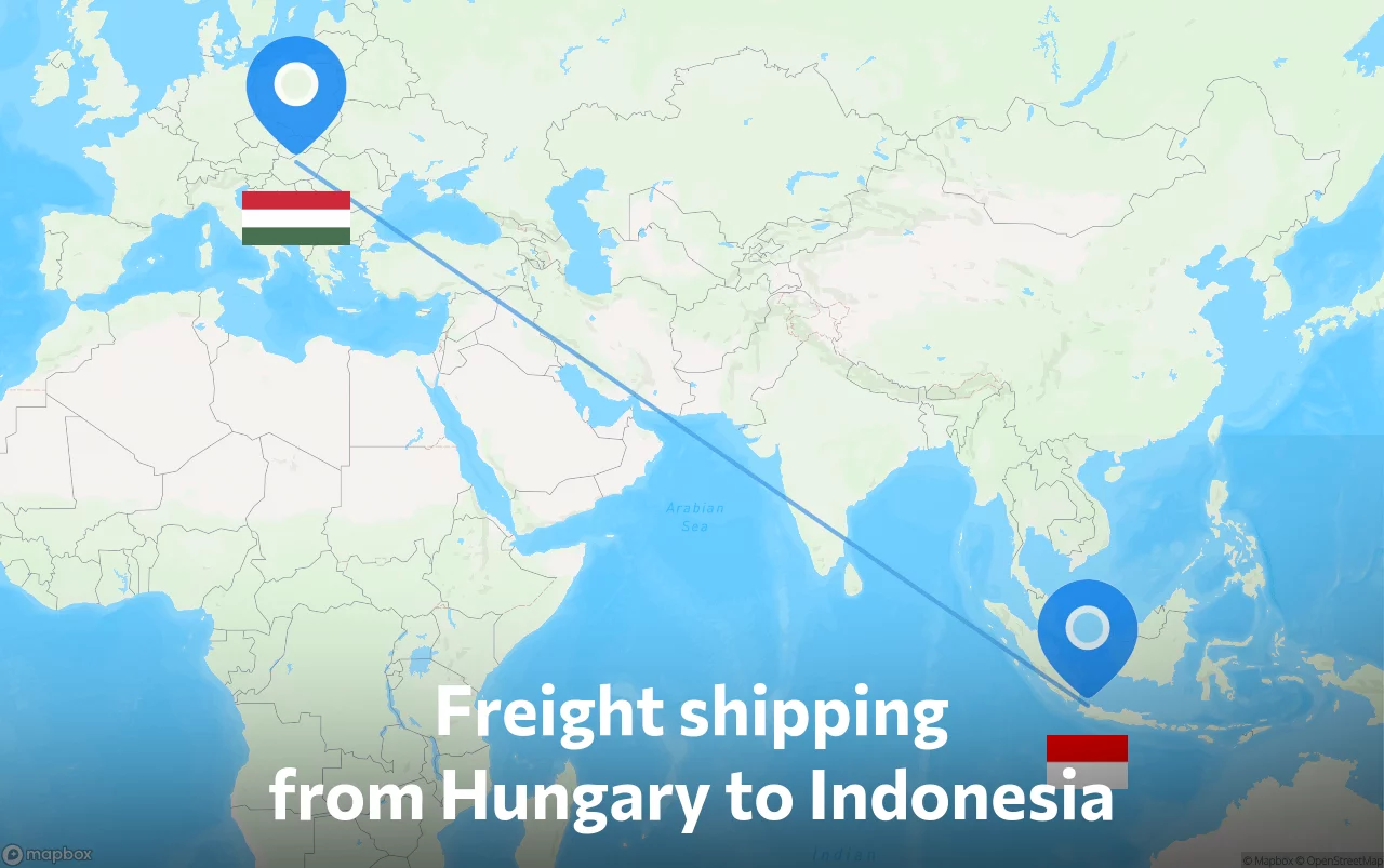 Shipping route from Hungary to Indonesia