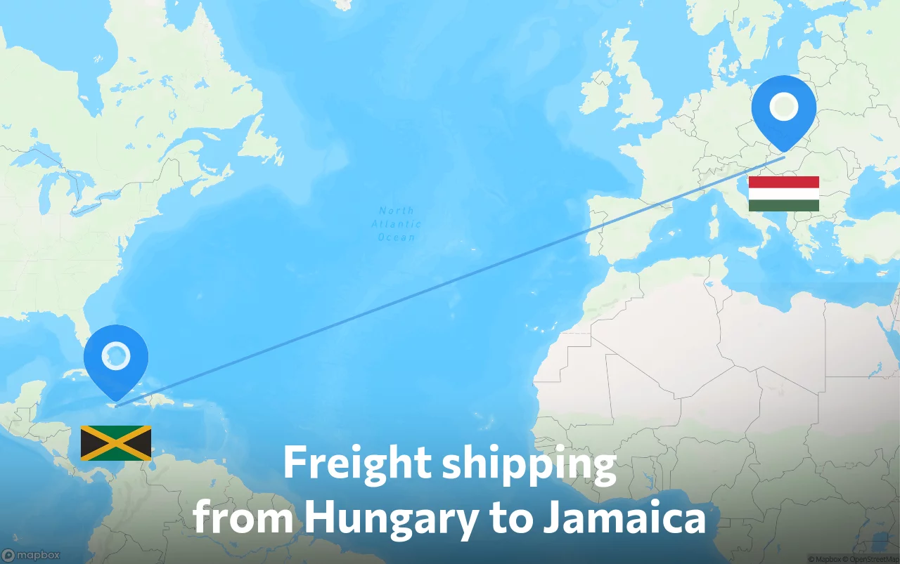 Shipping route from Hungary to Jamaica
