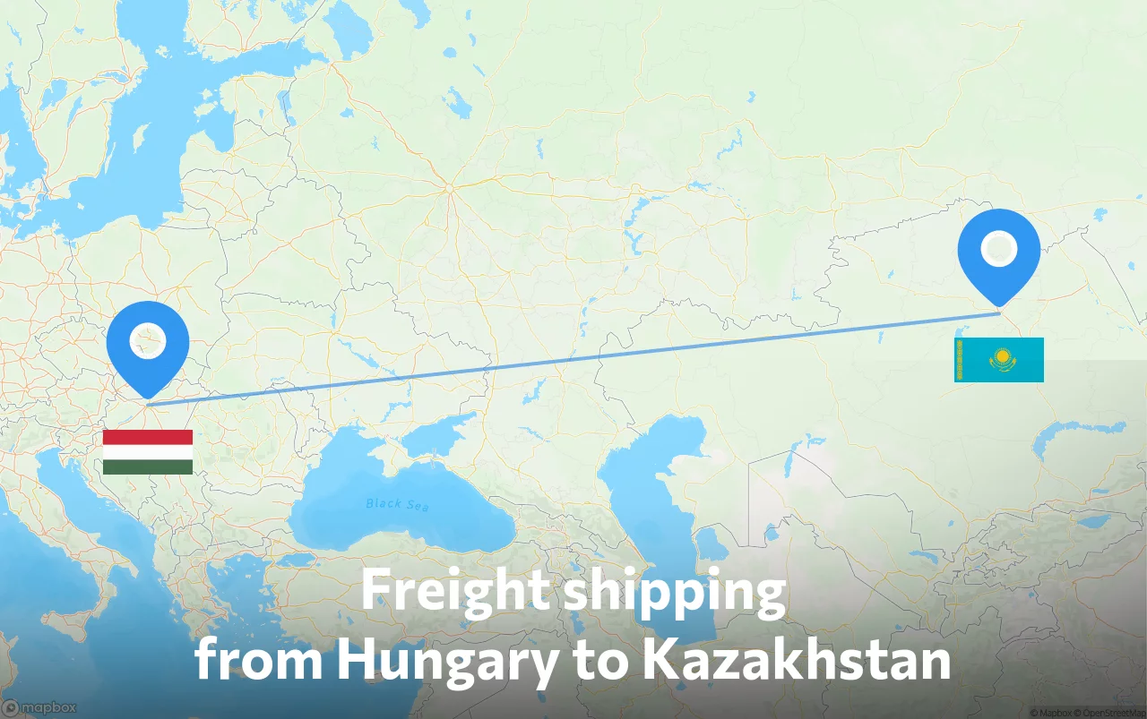 Shipping route from Hungary to Kazakhstan