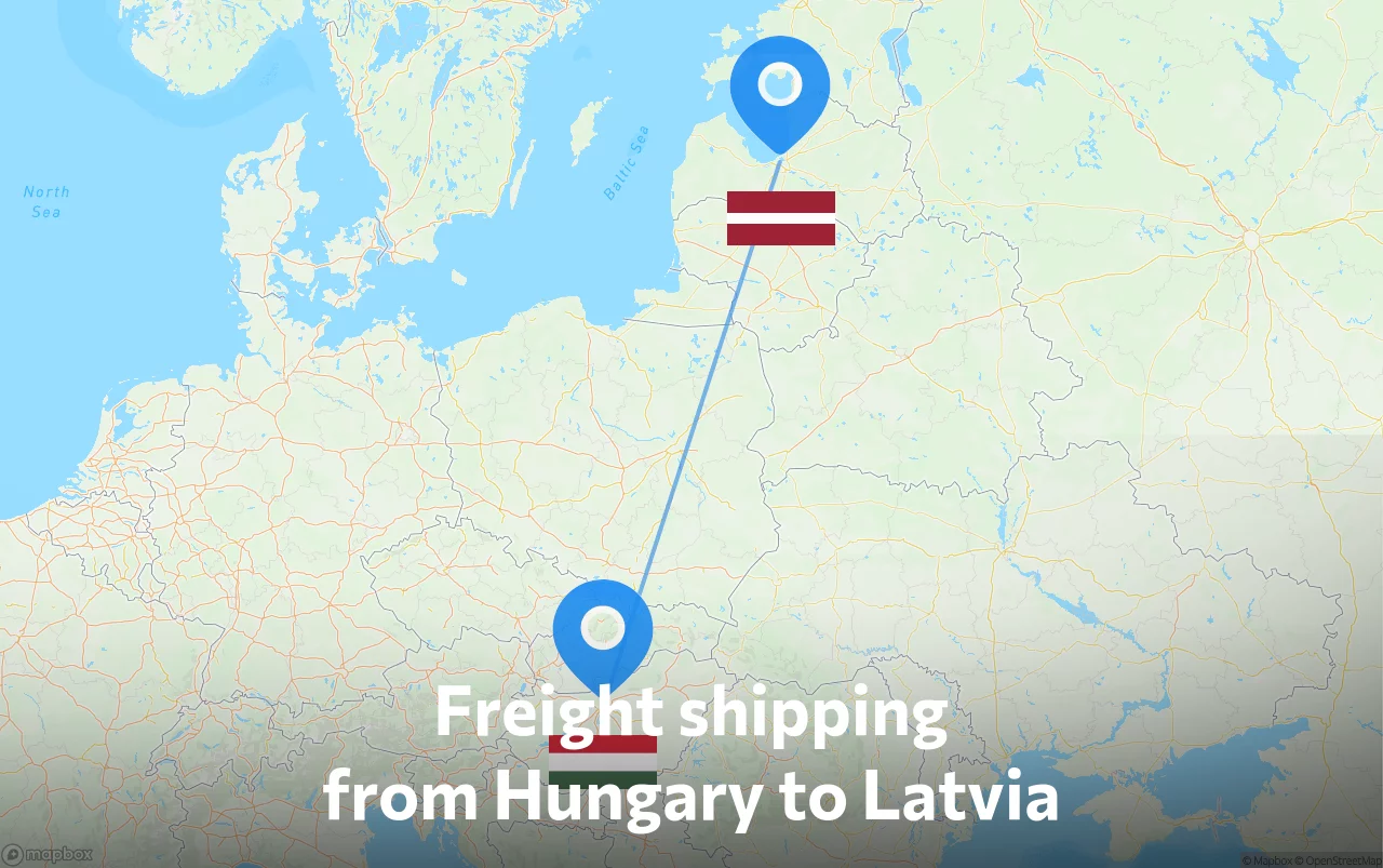 Shipping route from Hungary to Latvia