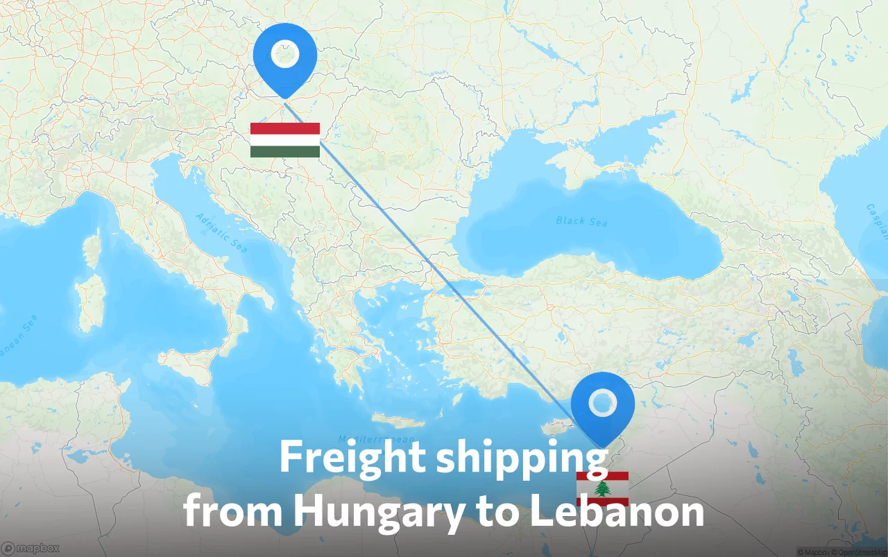 Shipping route from Hungary to Lebanon