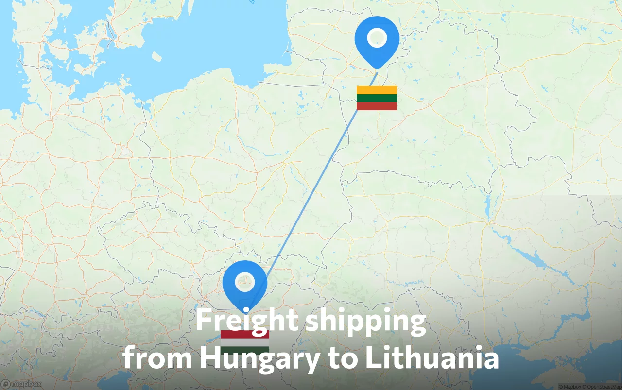 Shipping route from Hungary to Lithuania