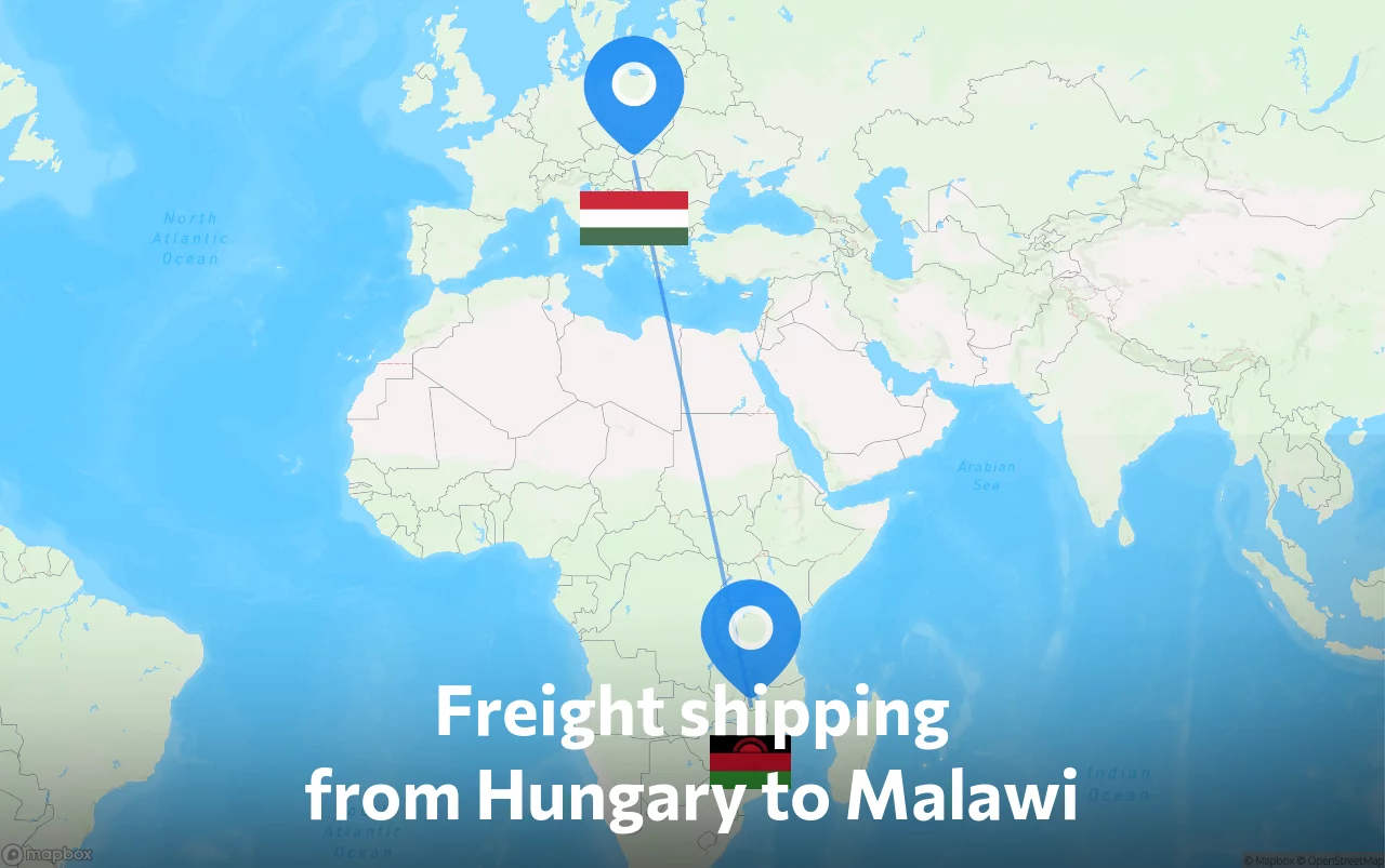Shipping route from Hungary to Malawi