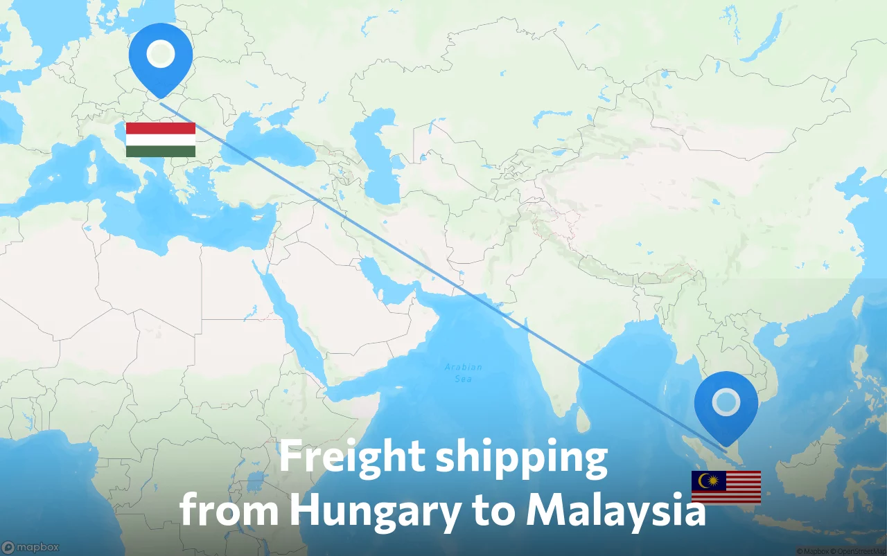Shipping route from Hungary to Malaysia
