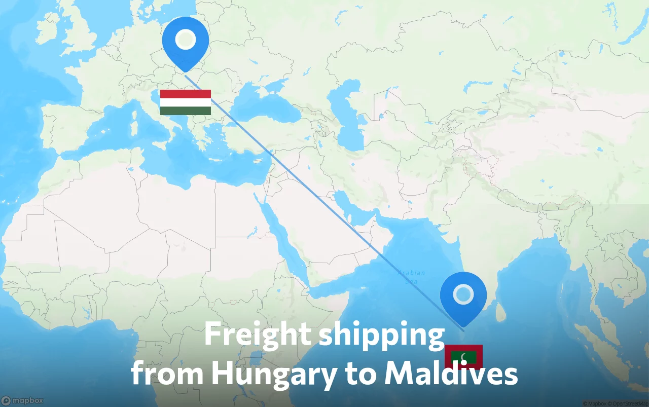 Shipping route from Hungary to Maldives