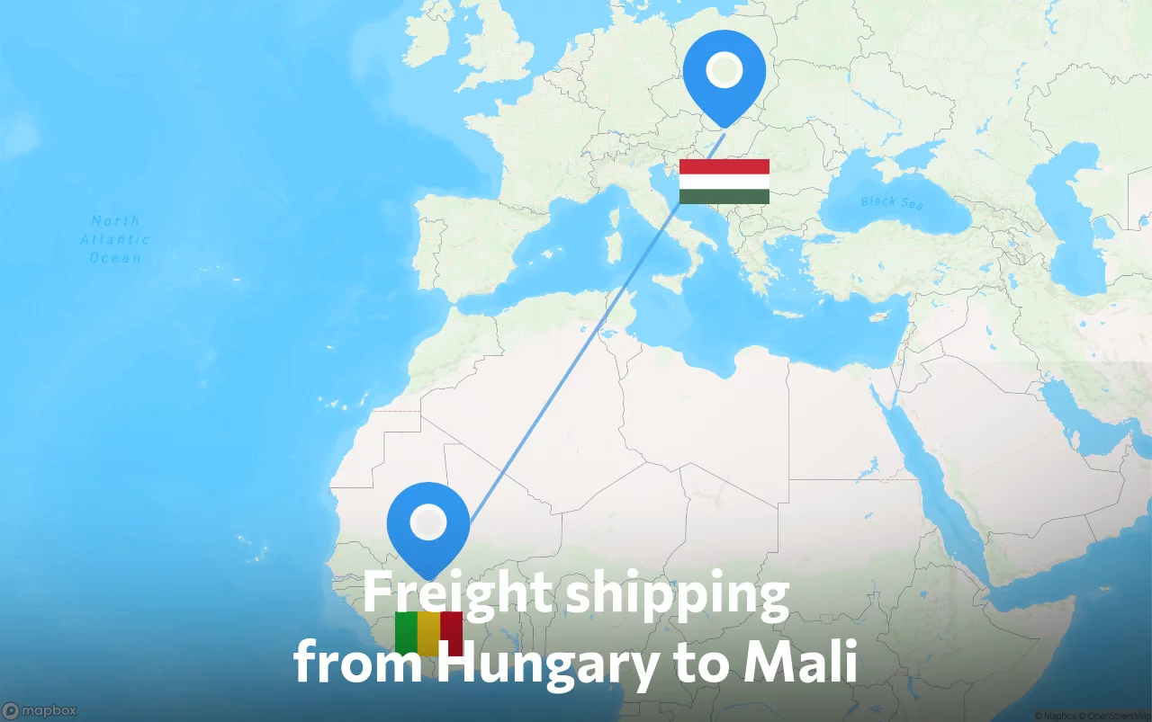Shipping route from Hungary to Mali