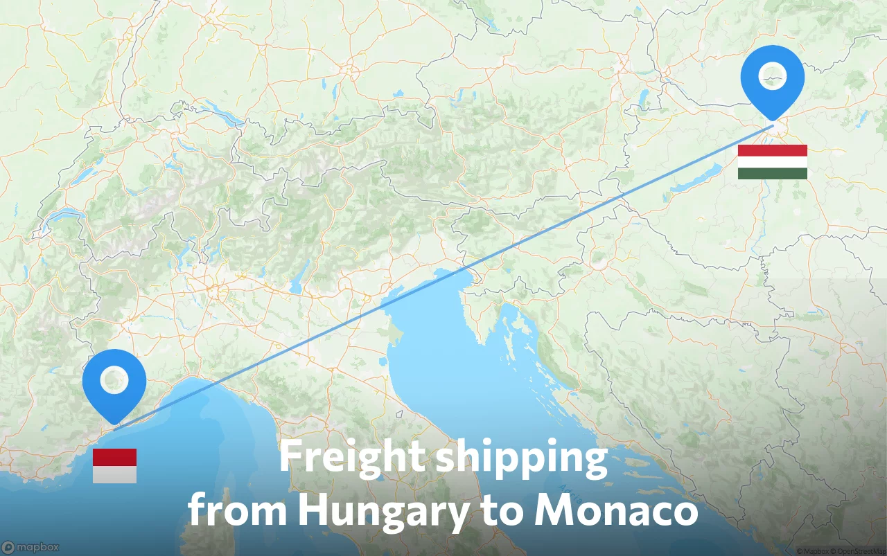 Shipping route from Hungary to Monaco