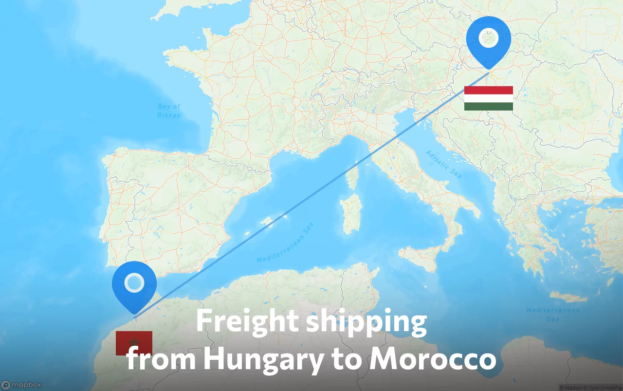 Shipping route from Hungary to Morocco