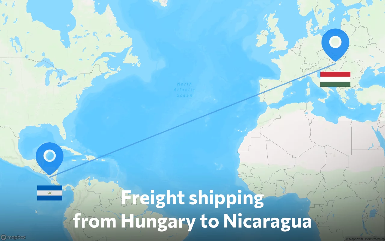 Shipping route from Hungary to Nicaragua