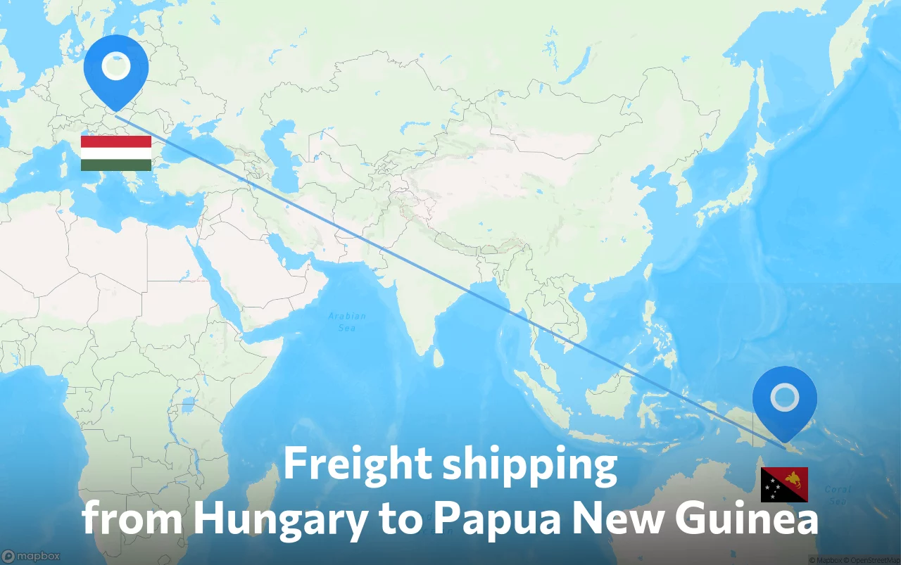 Shipping route from Hungary to Papua New Guinea