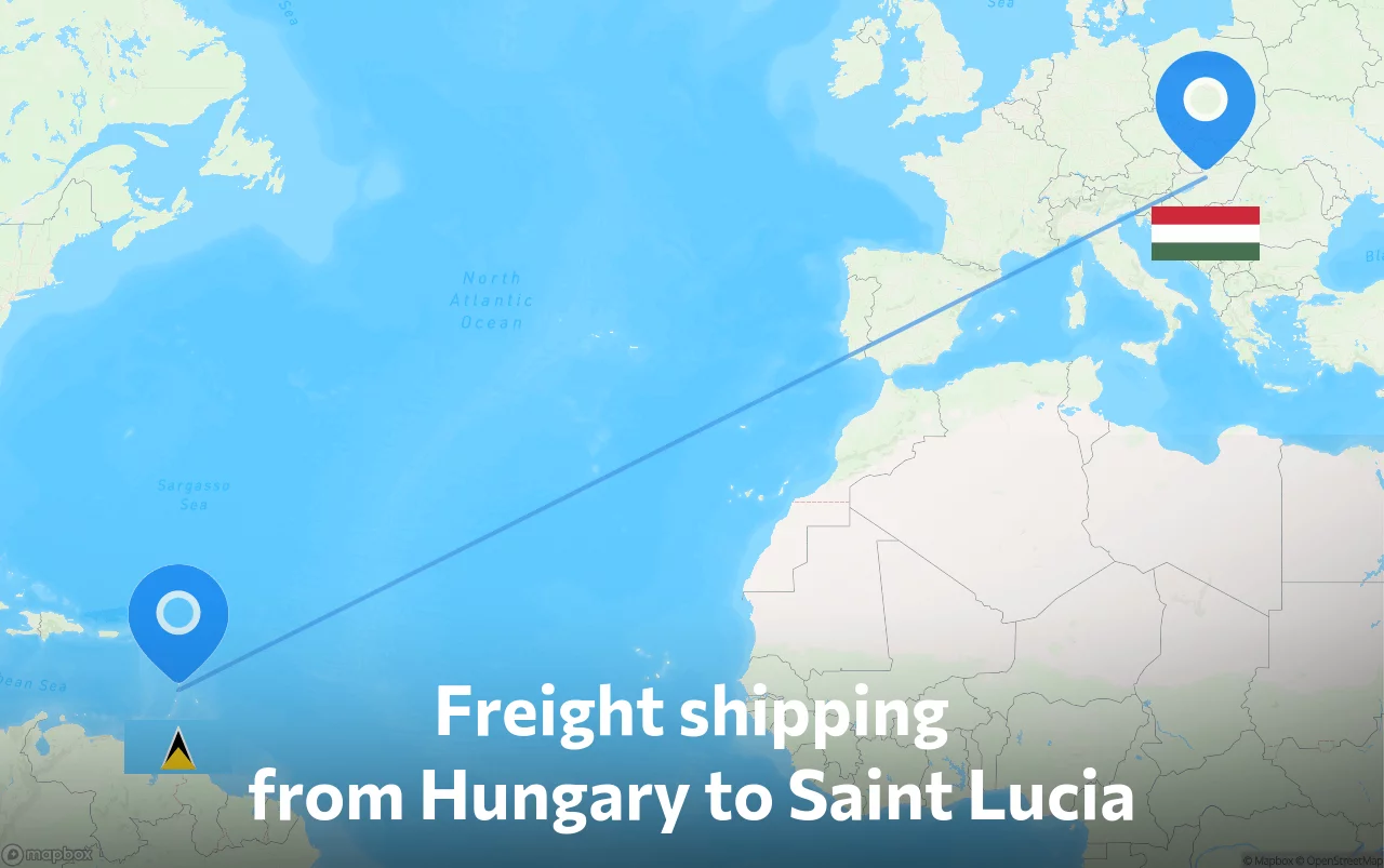 Shipping route from Hungary to Saint Lucia