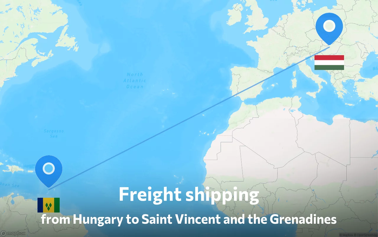 Shipping route from Hungary to Saint Vincent and the Grenadines