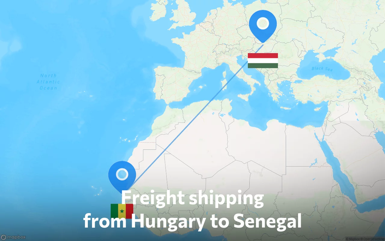 Shipping route from Hungary to Senegal