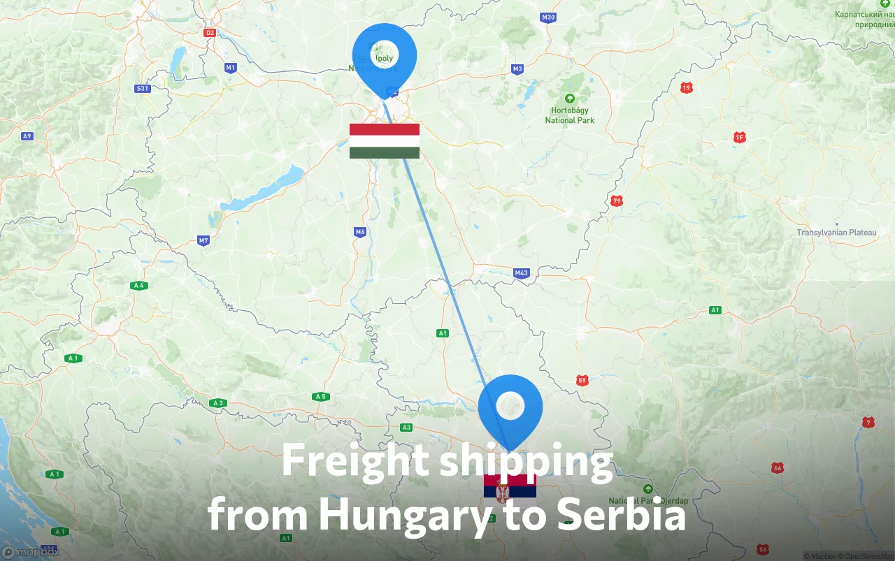 Shipping route from Hungary to Serbia