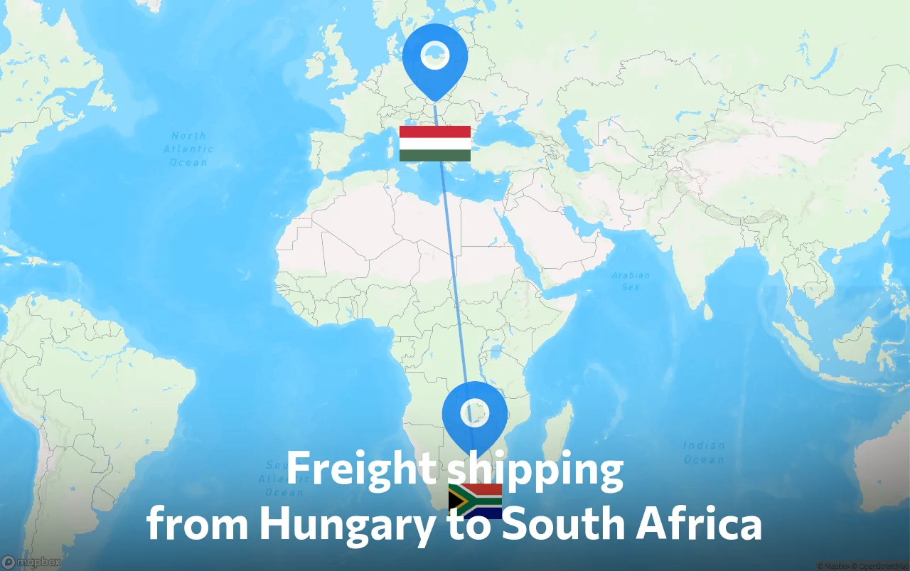 Shipping route from Hungary to South Africa