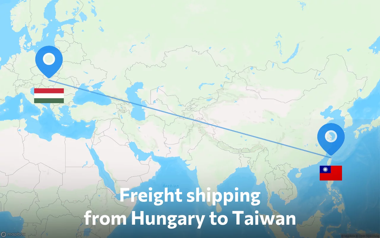 Shipping route from Hungary to Taiwan
