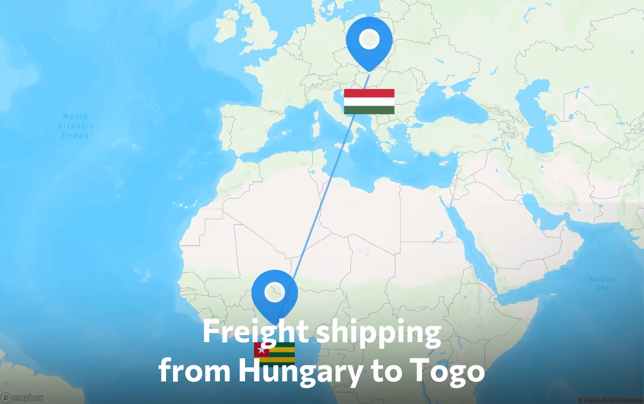 Shipping route from Hungary to Togo