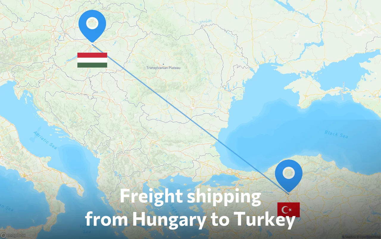 Shipping route from Hungary to Turkey