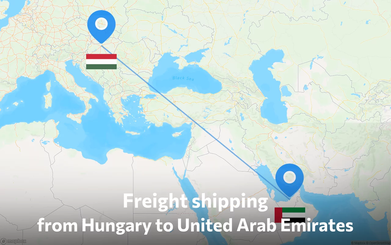Shipping route from Hungary to United Arab Emirates