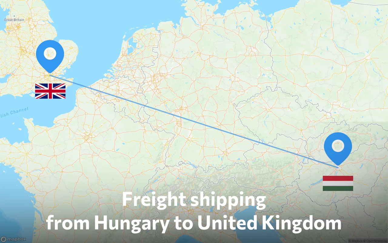 Shipping route from Hungary to United Kingdom
