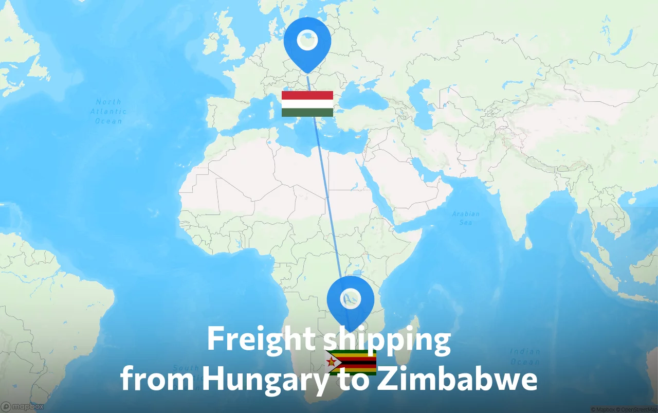 Shipping route from Hungary to Zimbabwe