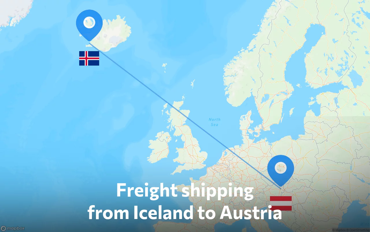 Shipping route from Iceland to Austria