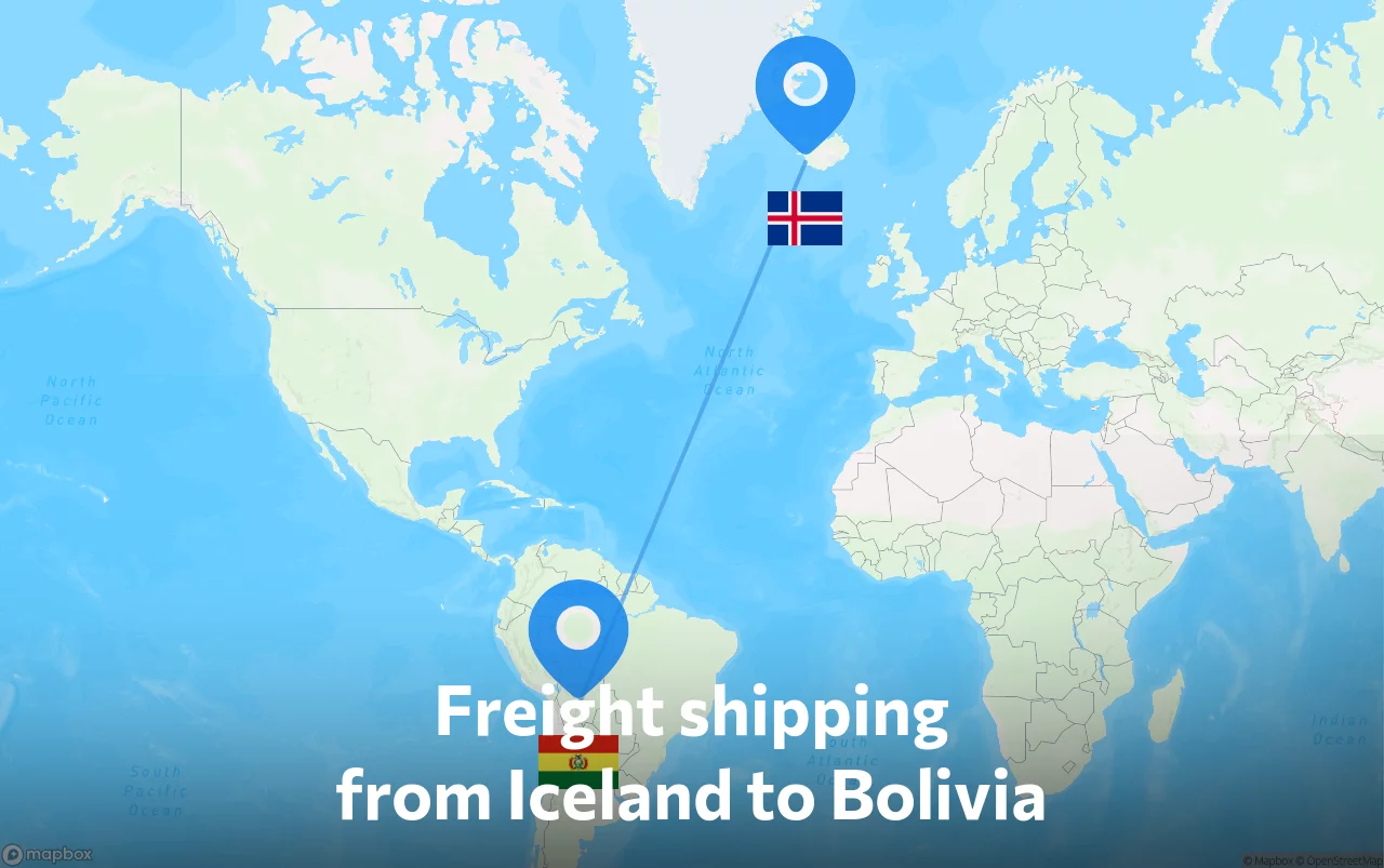 Shipping route from Iceland to Bolivia