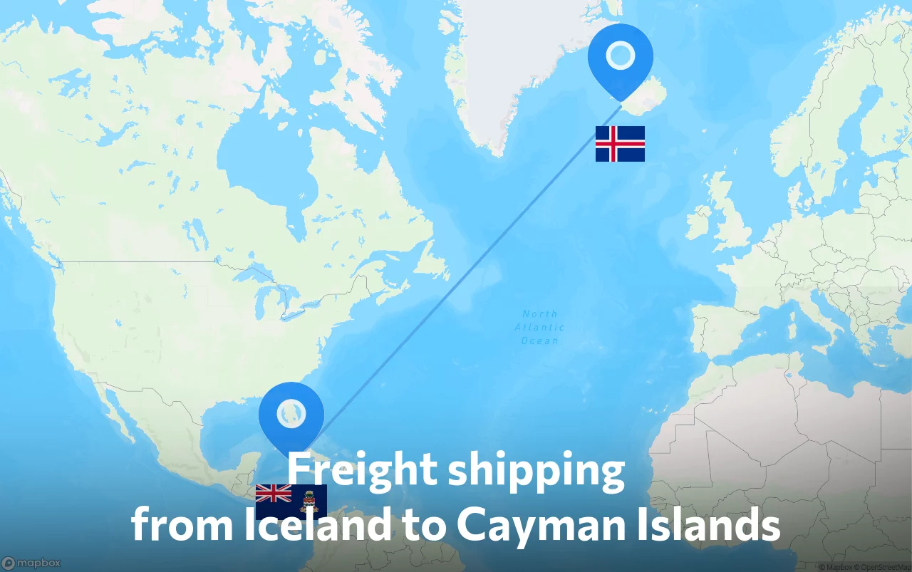Shipping route from Iceland to Cayman Islands