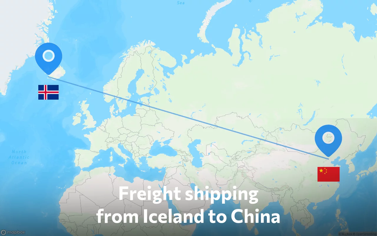 Shipping route from Iceland to China