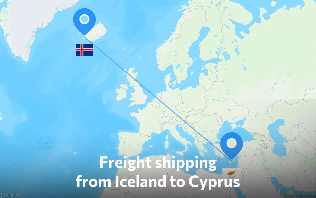 Shipping route from Iceland to Cyprus