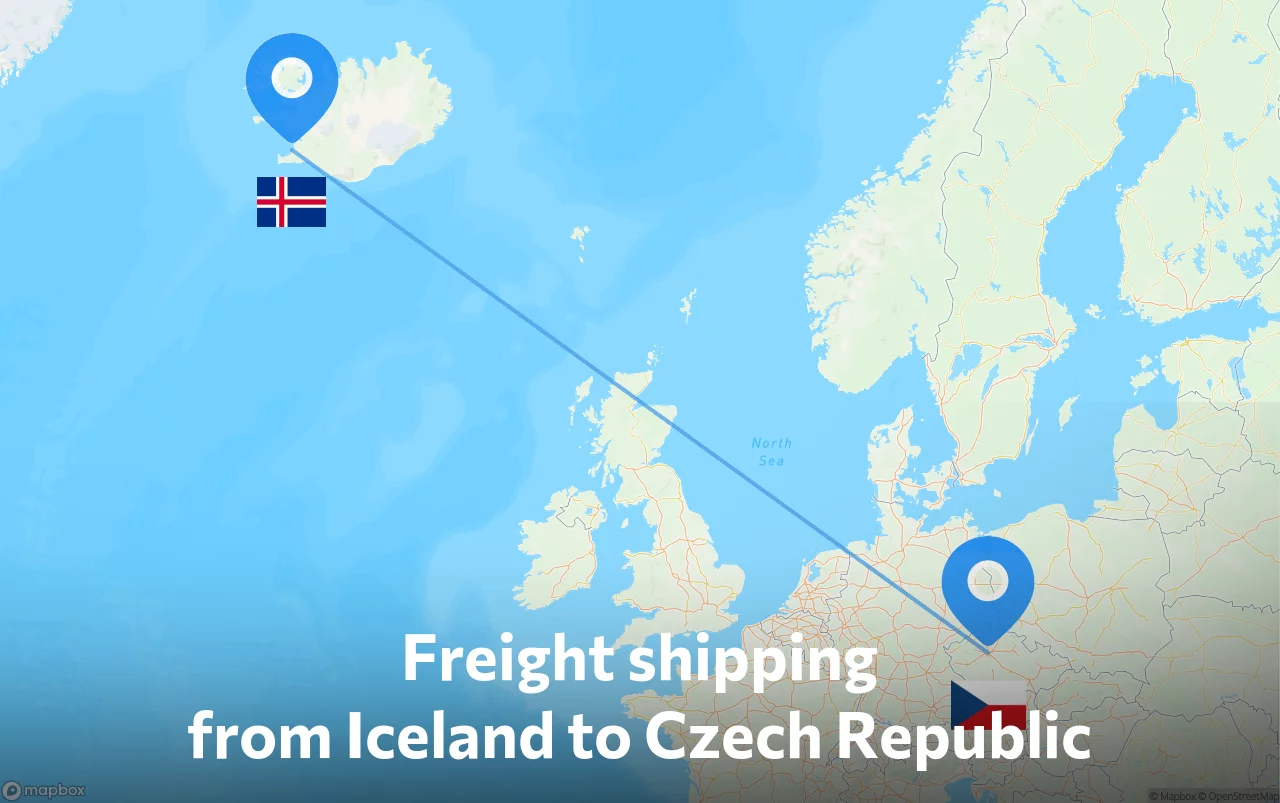 Shipping route from Iceland to Czech Republic