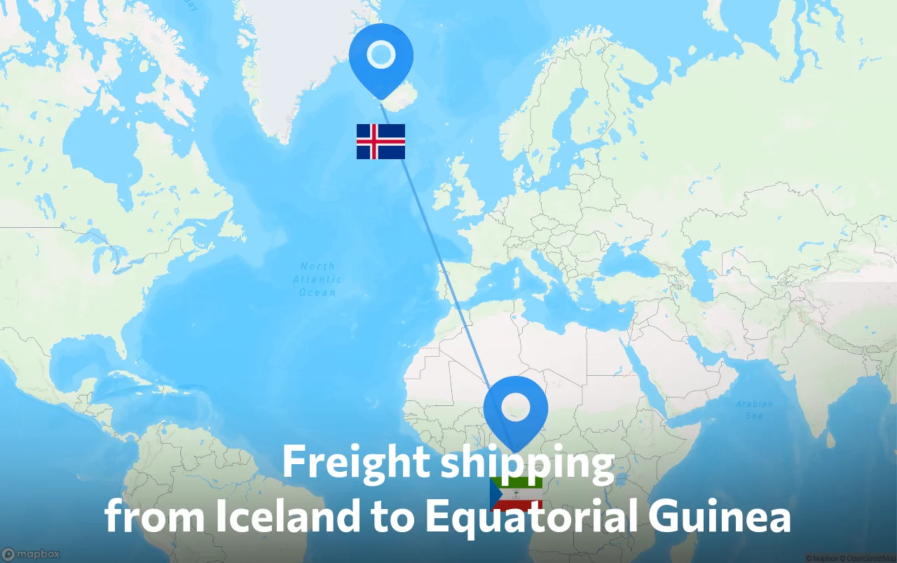 Shipping route from Iceland to Equatorial Guinea
