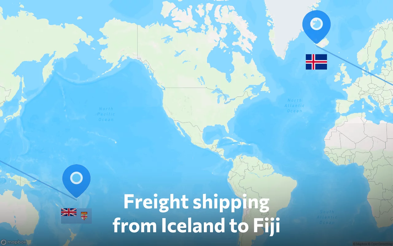 Shipping route from Iceland to Fiji