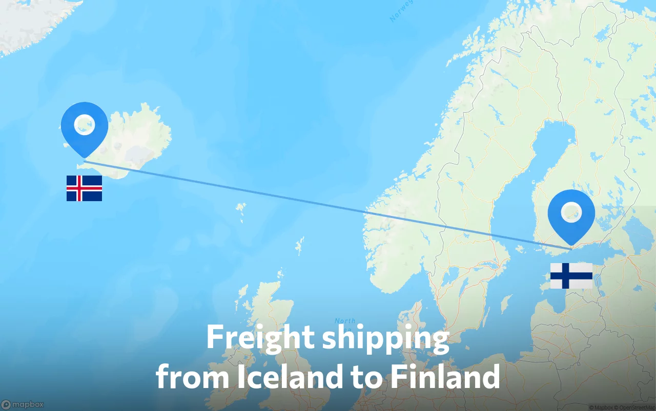 Shipping route from Iceland to Finland