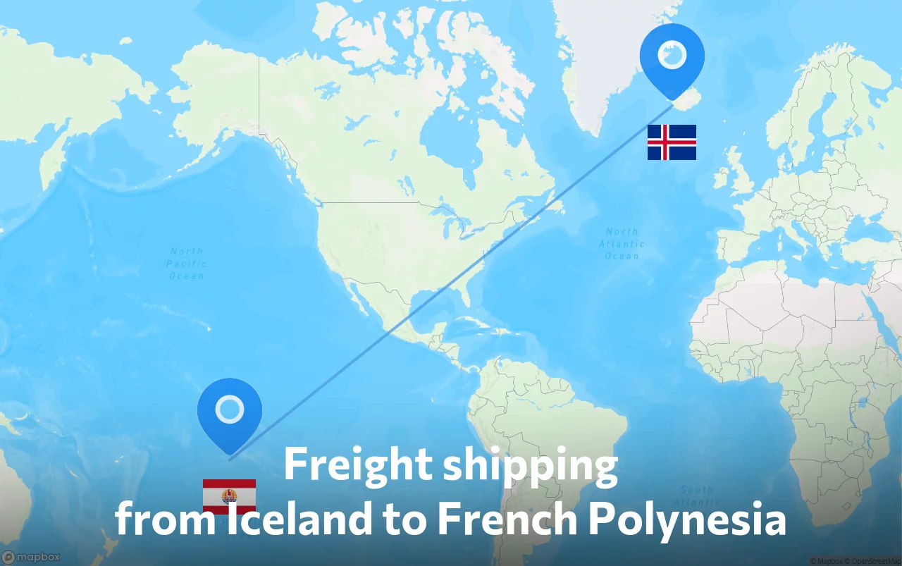 Shipping route from Iceland to French Polynesia