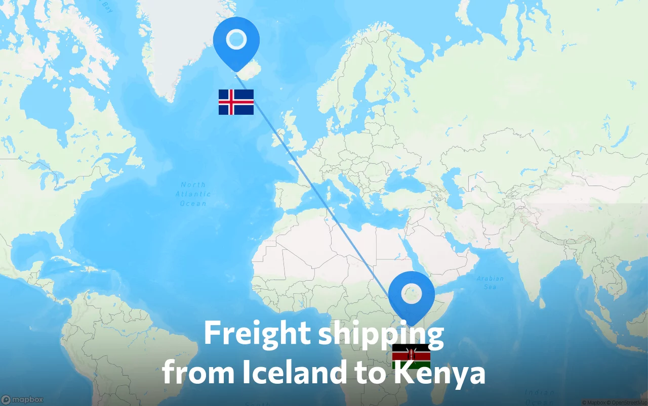 Shipping route from Iceland to Kenya
