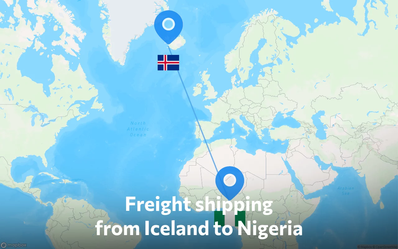 Shipping route from Iceland to Nigeria