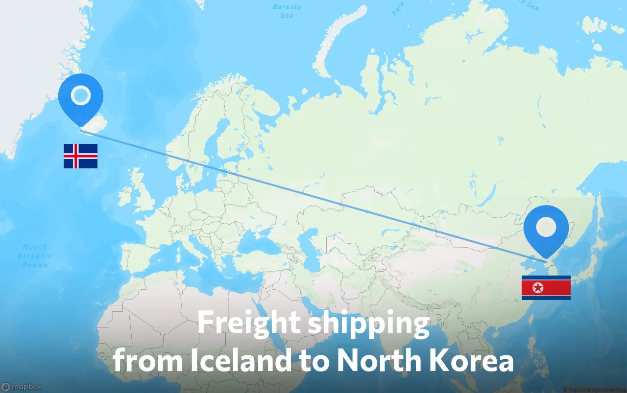 Shipping route from Iceland to North Korea