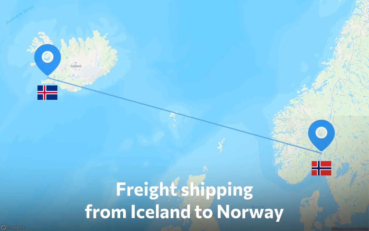Shipping route from Iceland to Norway