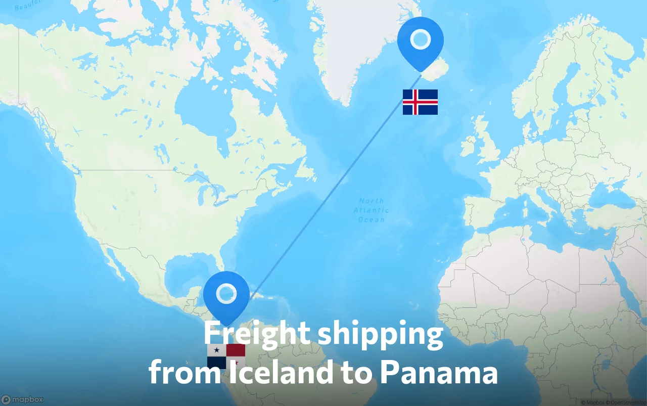 Shipping route from Iceland to Panama