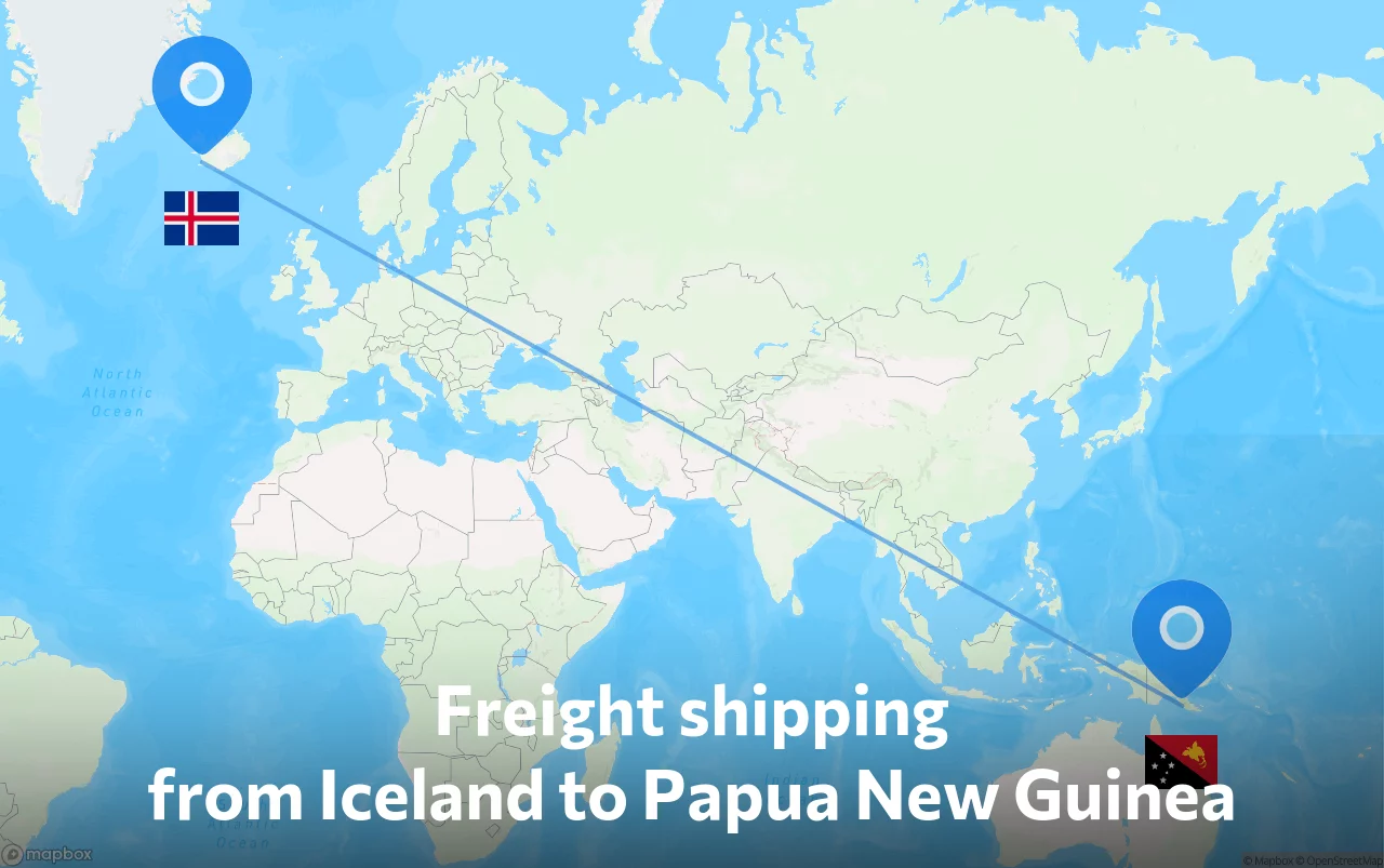 Shipping route from Iceland to Papua New Guinea