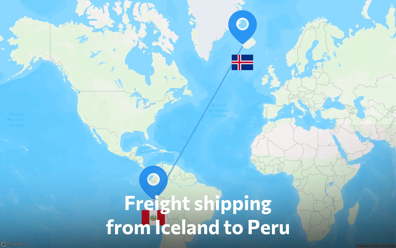Shipping route from Iceland to Peru