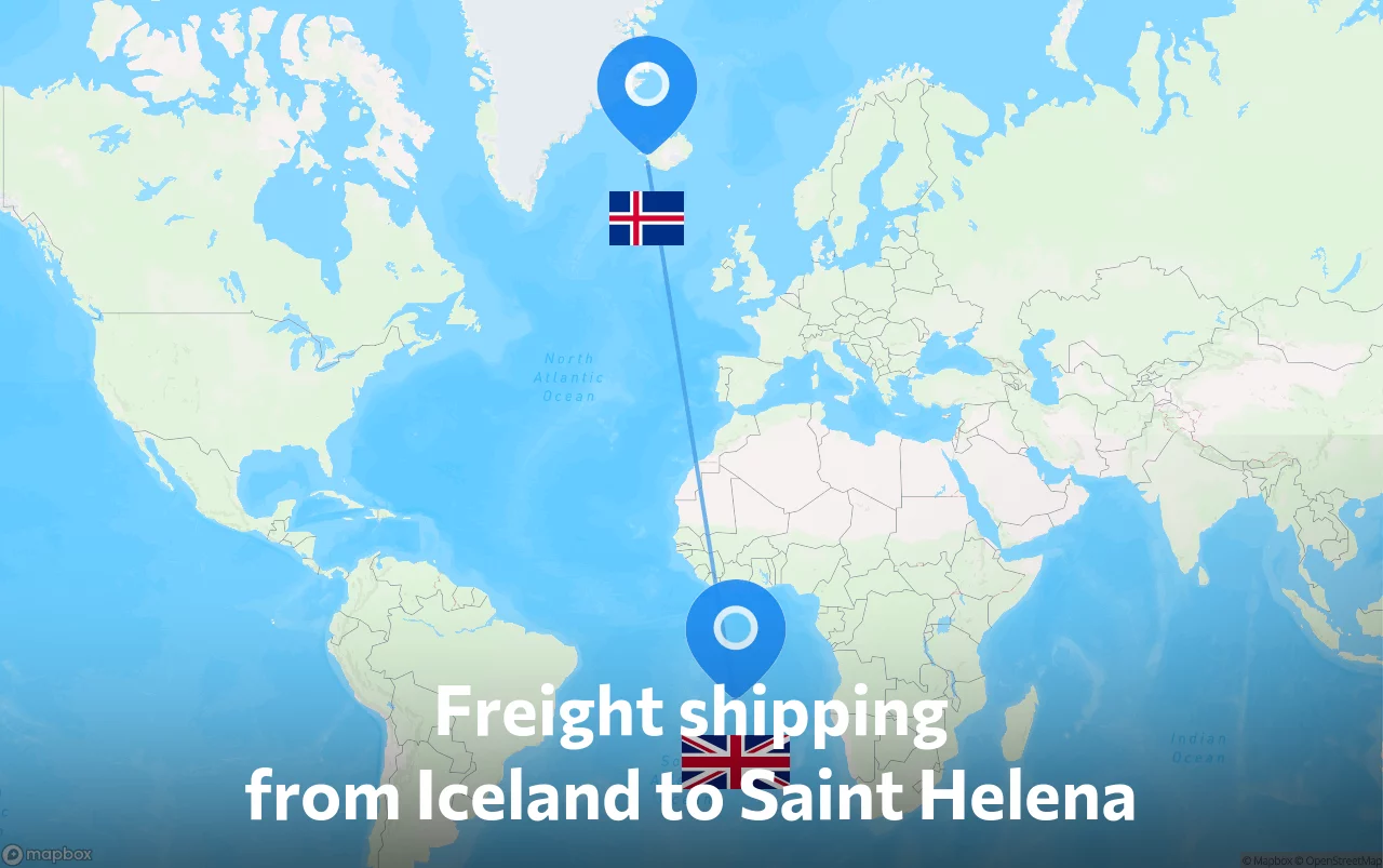 Shipping route from Iceland to Saint Helena