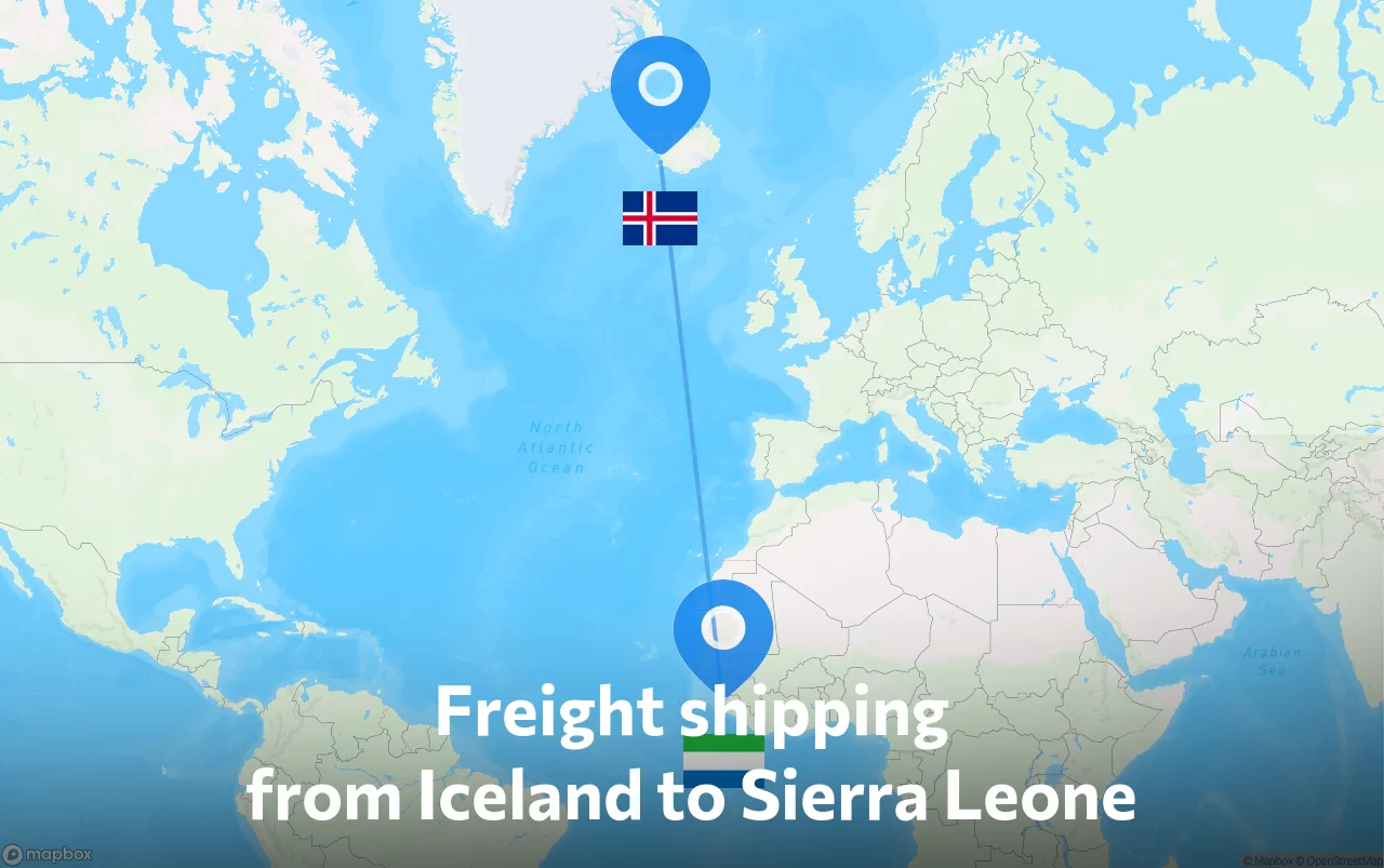 Shipping route from Iceland to Sierra Leone