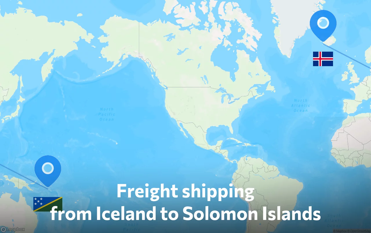 Shipping route from Iceland to Solomon Islands