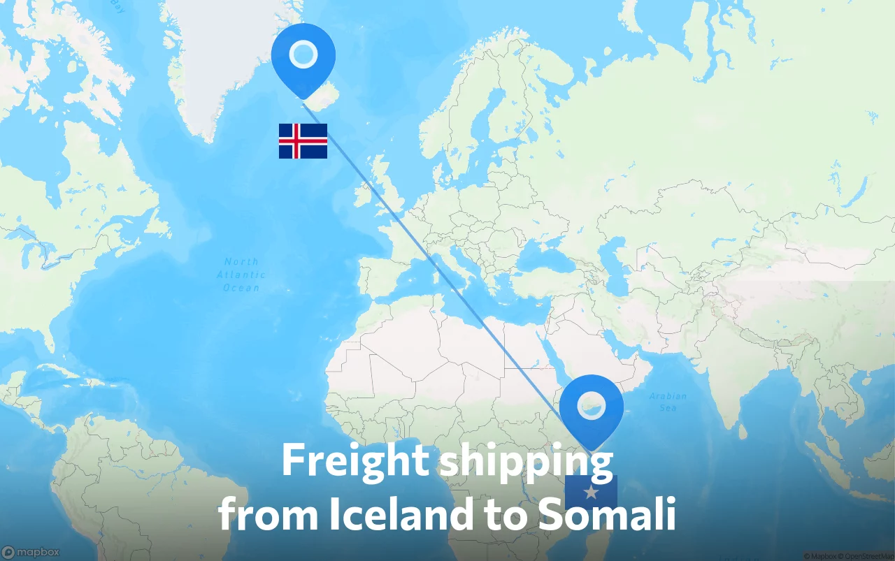 Shipping route from Iceland to Somali