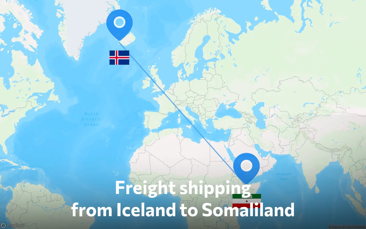 Shipping route from Iceland to Somaliland