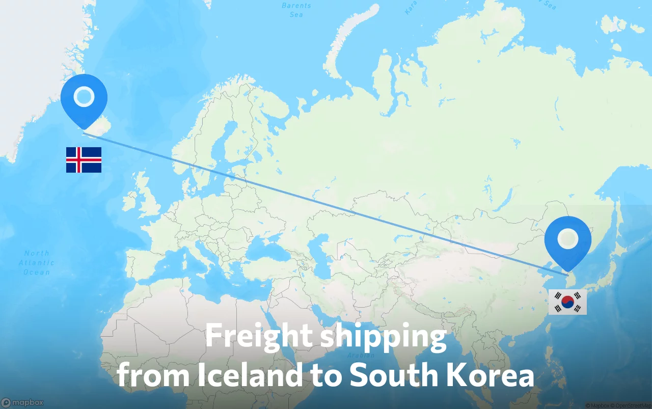 Shipping route from Iceland to South Korea